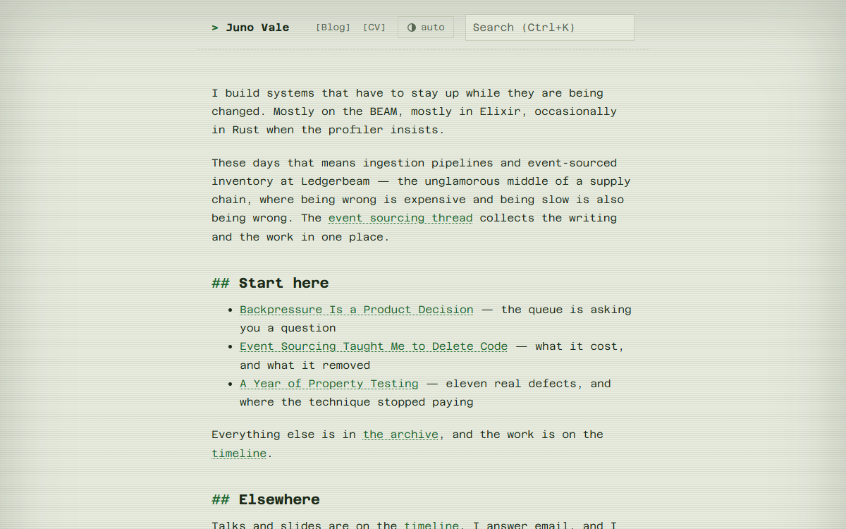 The cathode theme home page