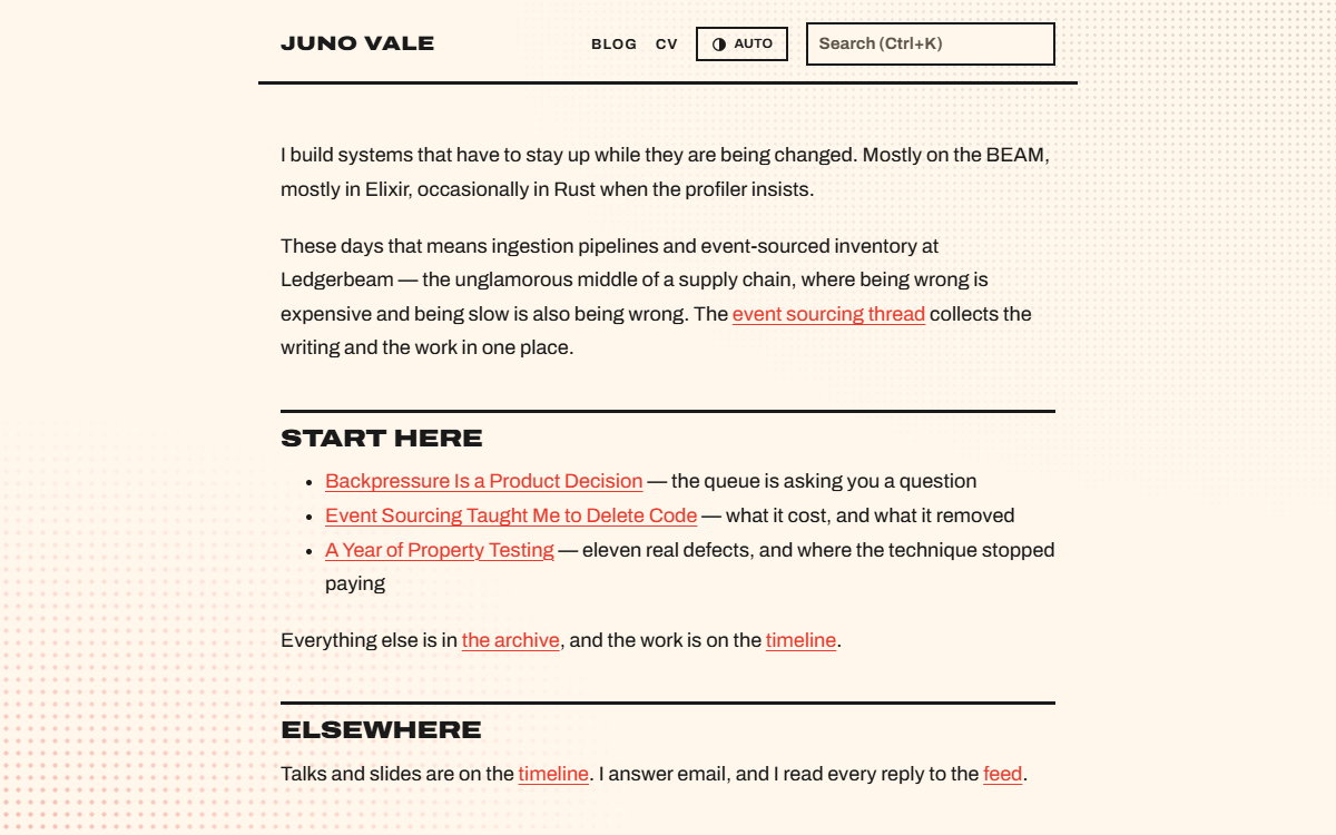 The halftone theme blog index: poster cards with hard black shadows on paper with a red dot screen