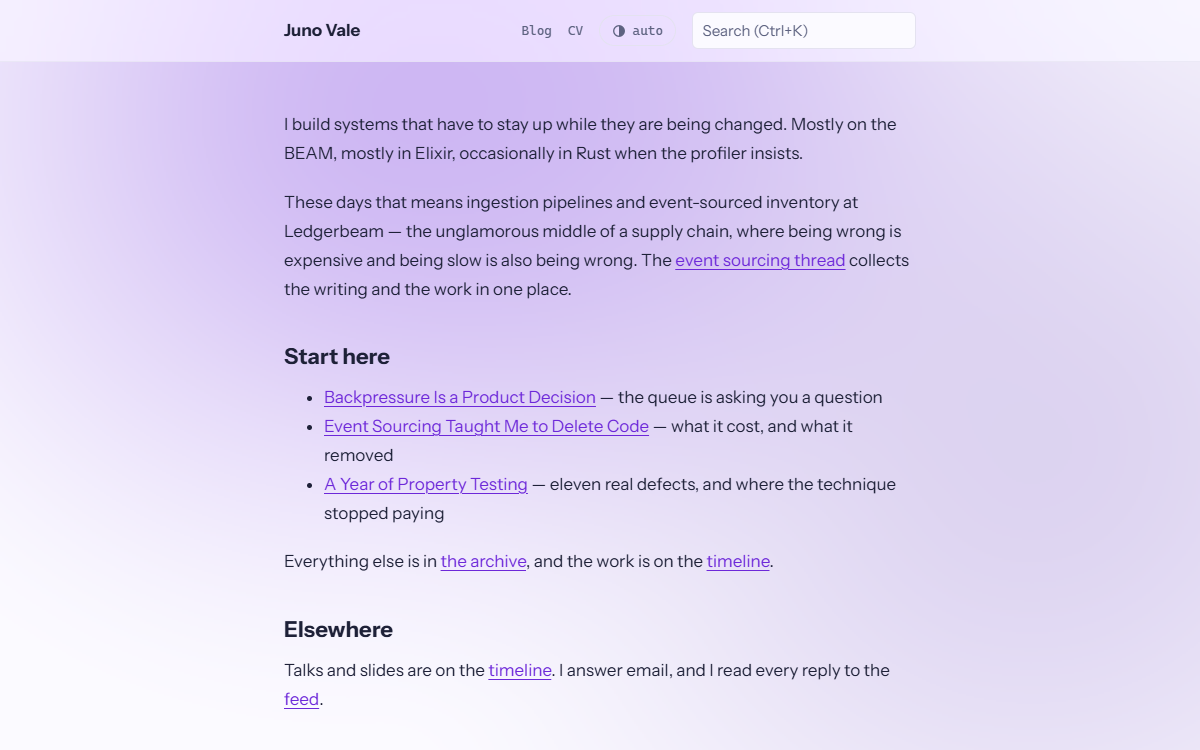 The prism theme home page